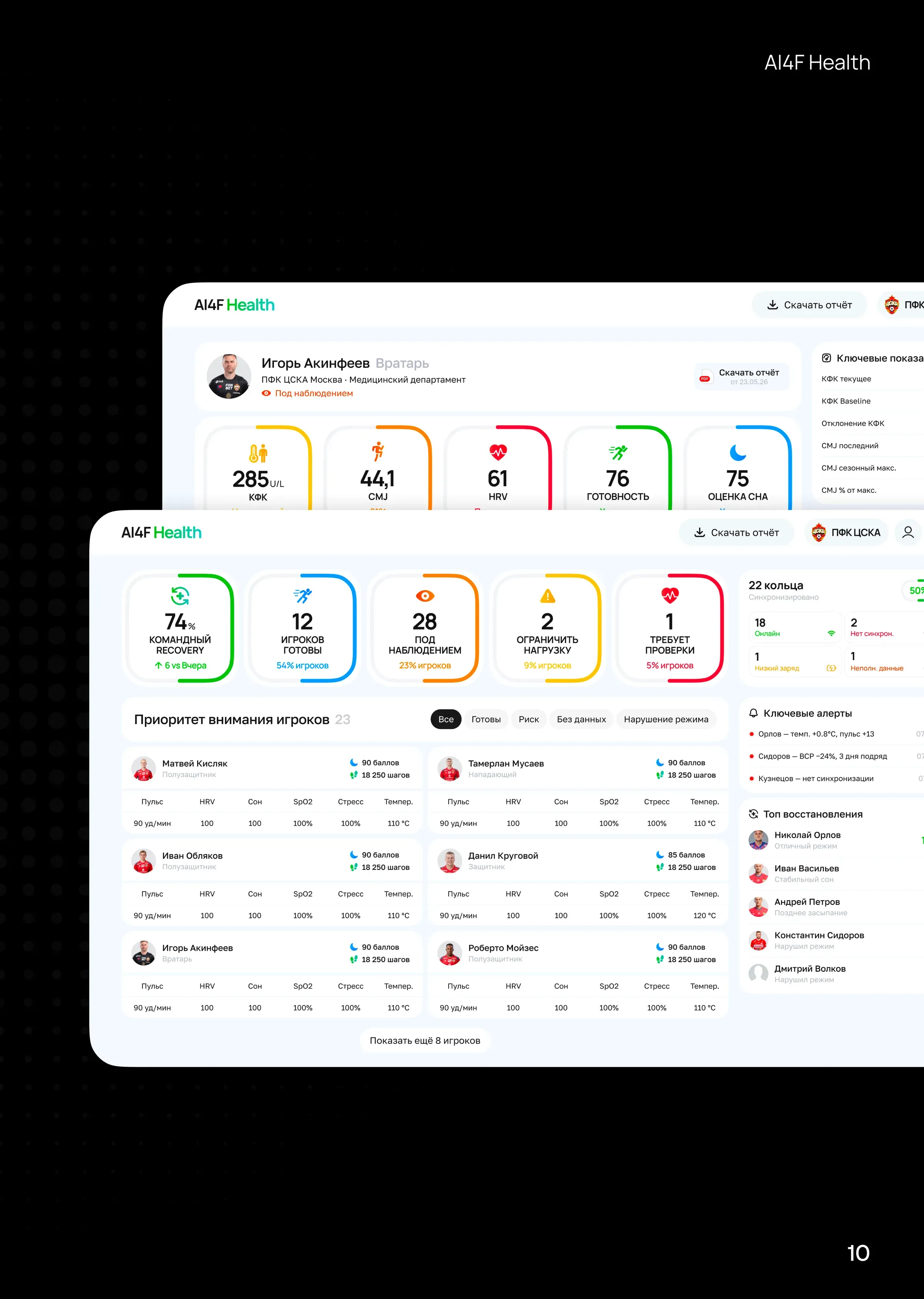 AI4F Health — интерфейс